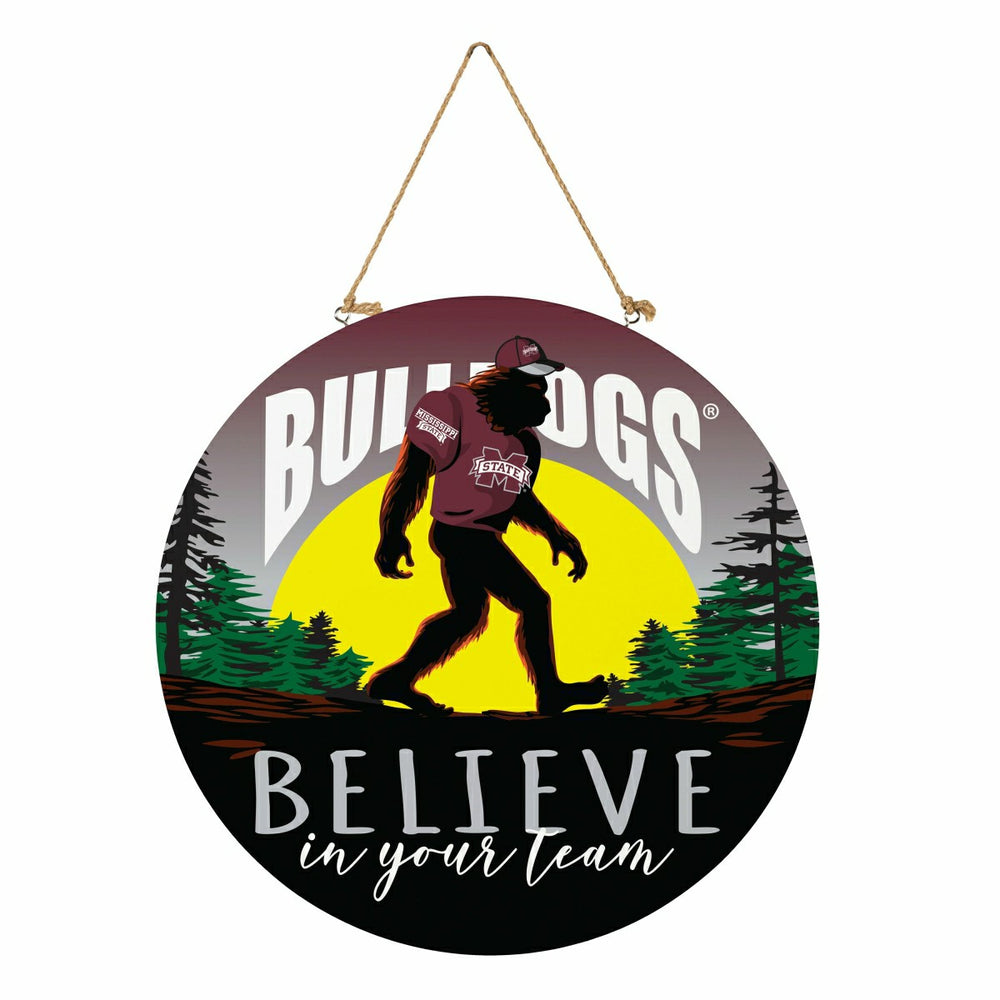 Mississippi State University Bigfoot Round Door Décor with Hanging Rop, Collegiate, Home