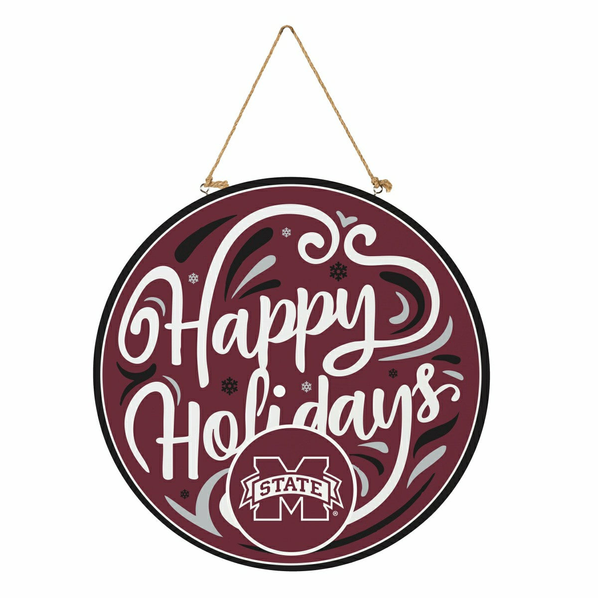 Mississippi State University Holiday Round Door Décor with Hanging Rop, Collegiate, Home