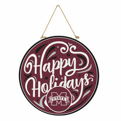 Mississippi State University Holiday Round Door Décor with Hanging Rop, Collegiate, Home