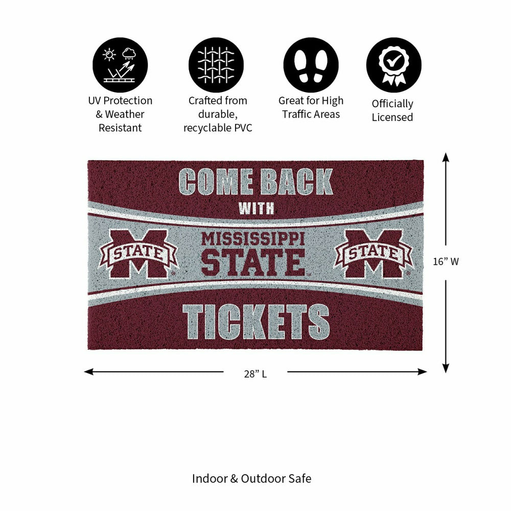 28" x 16" PVC Trapper Mat, Come Back with Tickets, Mississippi State U, Collegiate