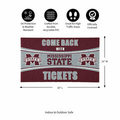 28" x 16" PVC Trapper Mat, Come Back with Tickets, Mississippi State U, Collegiate
