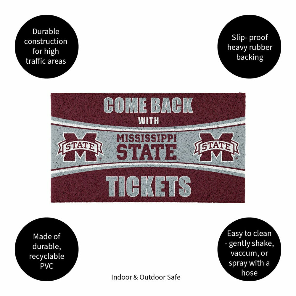28" x 16" PVC Trapper Mat, Come Back with Tickets, Mississippi State U, Collegiate