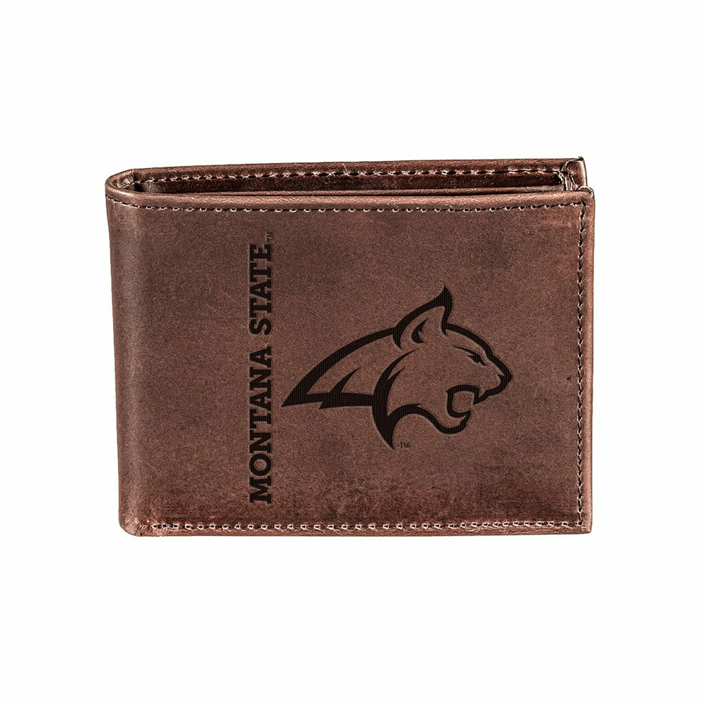 Montana State University, Bi-Fold Wallet, Brown, CH, 100% Genuine Leat, Collegiate, Home