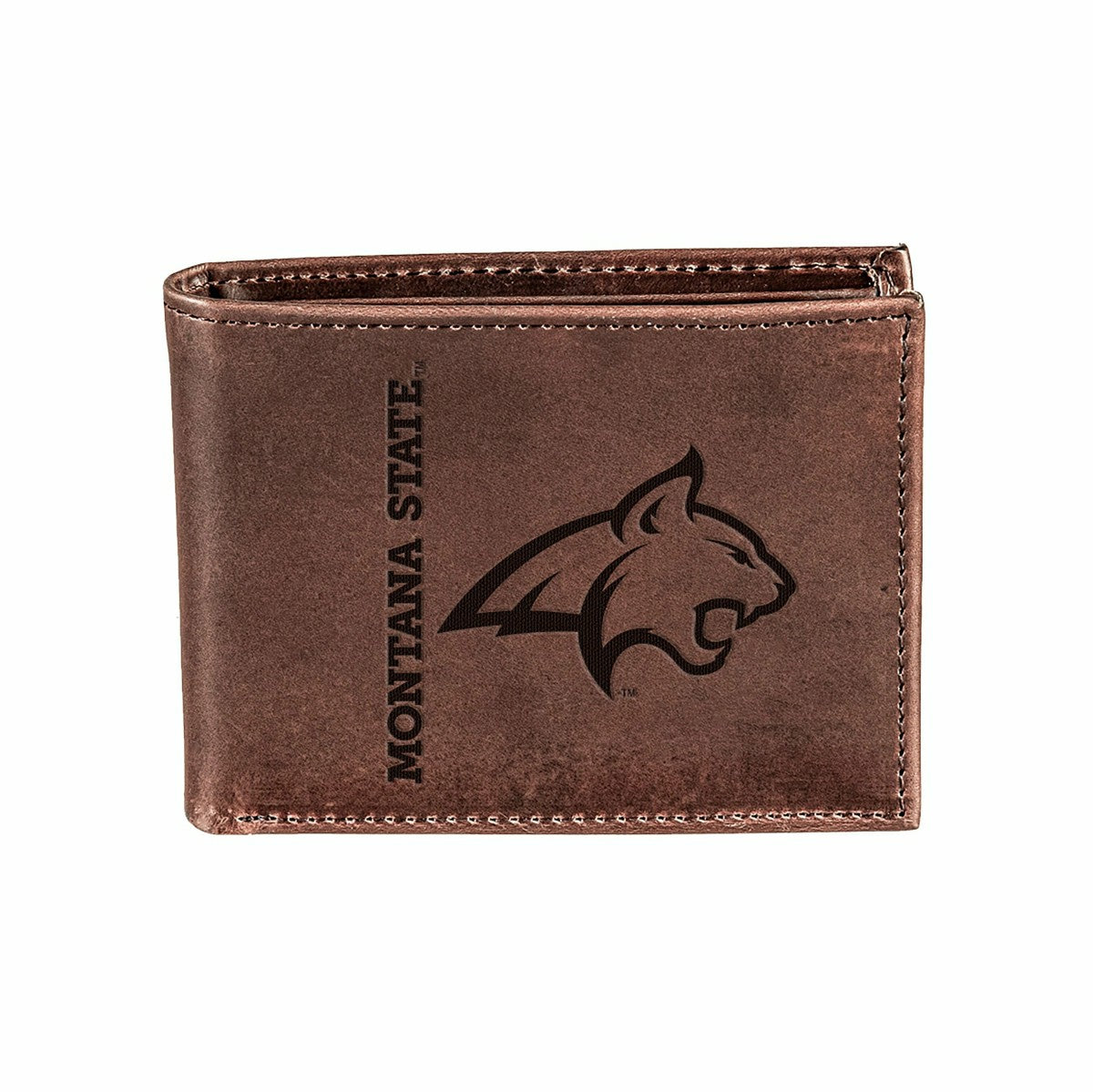 Montana State University, Bi-Fold Wallet, Brown, CH, 100% Genuine Leat, Collegiate, Home