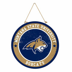 Montana State University Round Door Décor with Hanging Rope, 18x18, Collegiate, Home