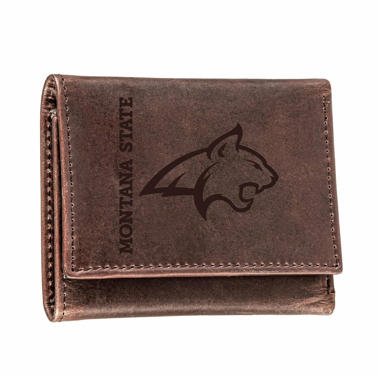 Montana State University, Tri-Fold Wallet, Brown, CH, 100% Genuine Lea, Collegiate, Home