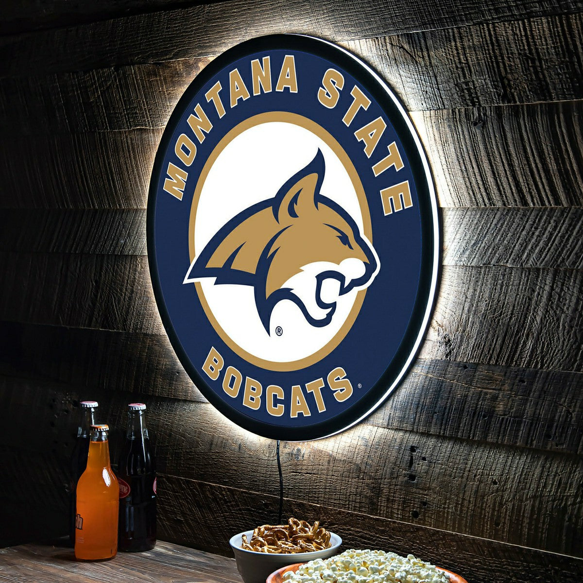 LED Wall Decor, Round, Montana State University, Collegiate, Home