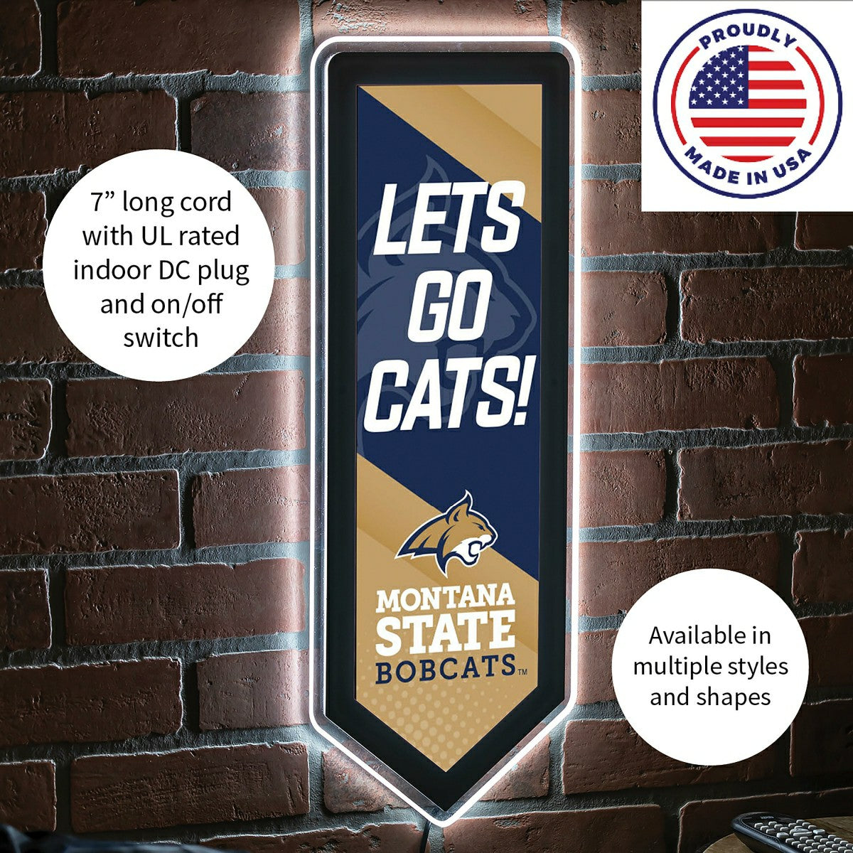 LED Wall Decor, Pennant, Montana State University, Collegiate, Home