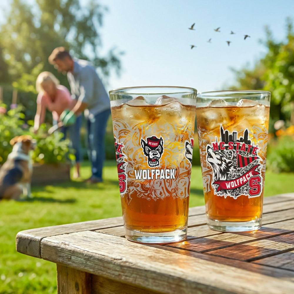 North Carolina State University 16oz Glass pint, Set of 2, Collegiate, Home