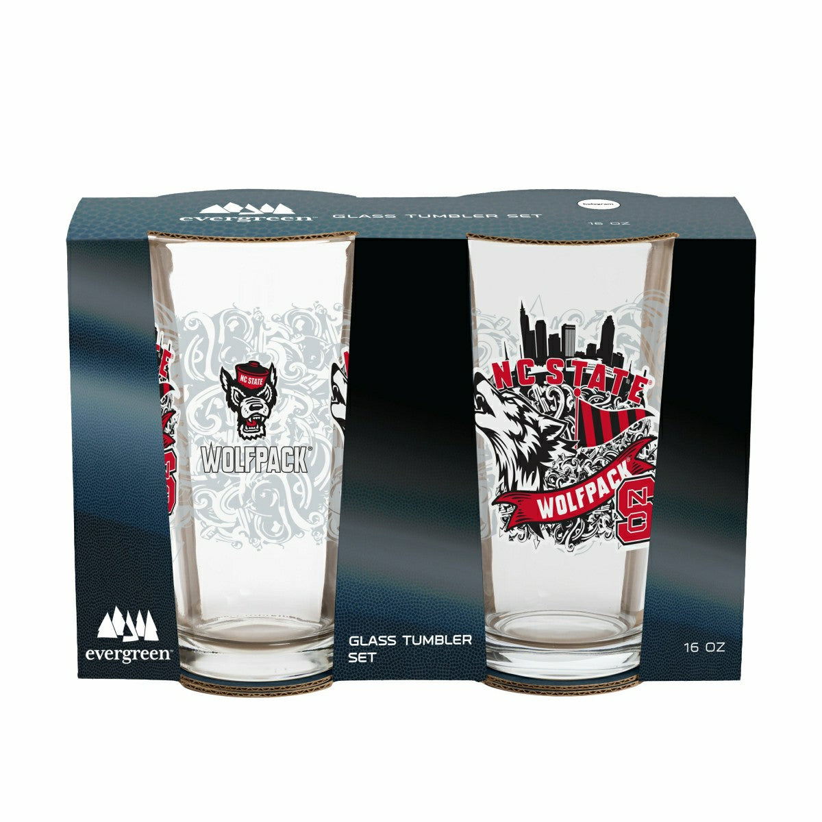 North Carolina State University 16oz Glass pint, Set of 2, Collegiate, Home