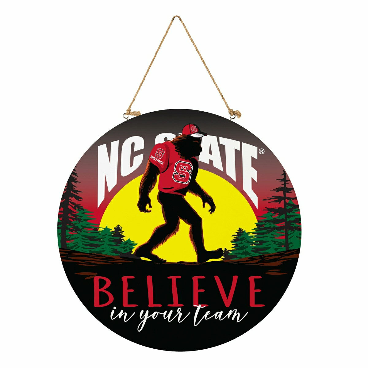 North Carolina State University Bigfoot Round Door Décor with Hanging , Collegiate, Home