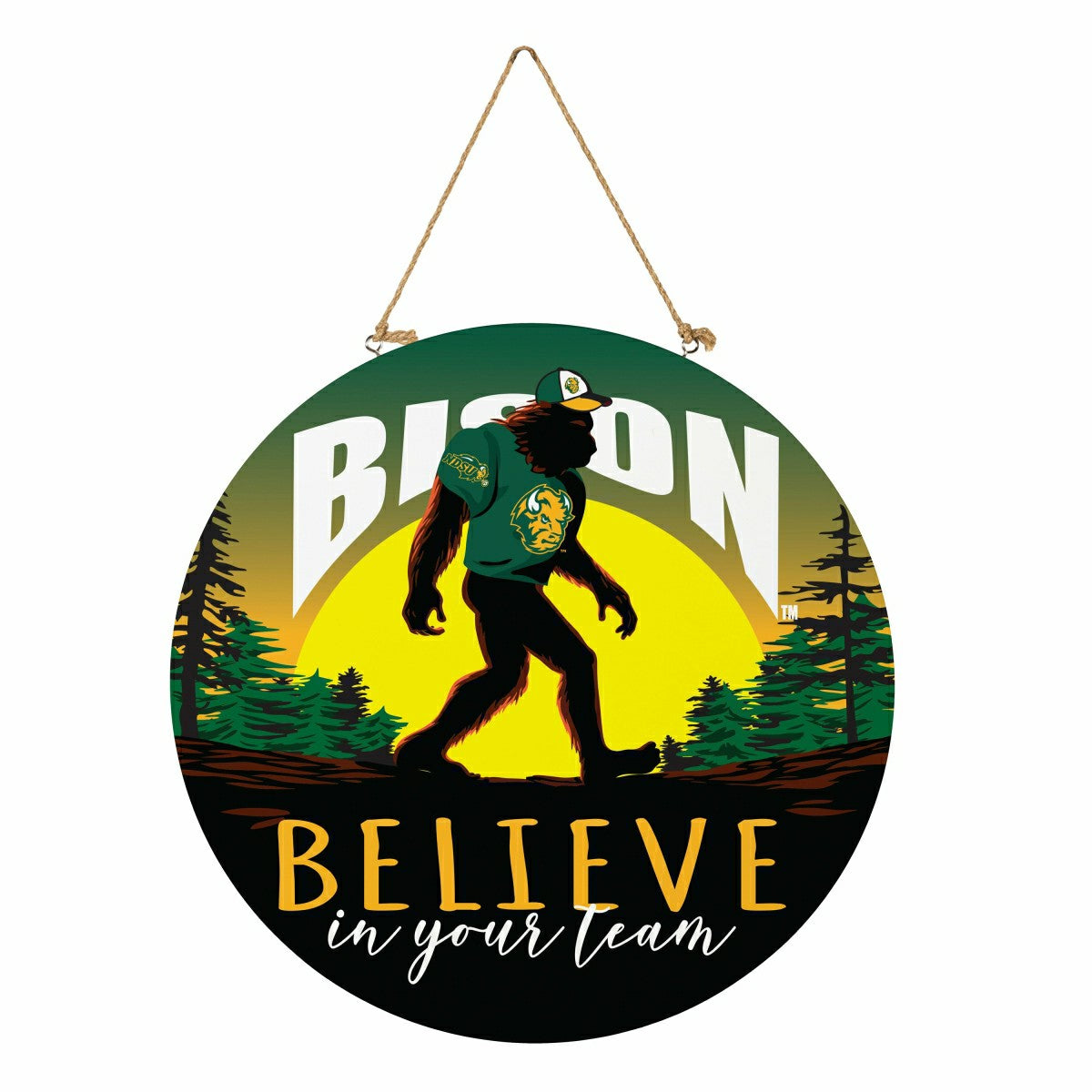 North Dakota State University Bigfoot Round Door Décor with Hanging Ro, Collegiate, Home