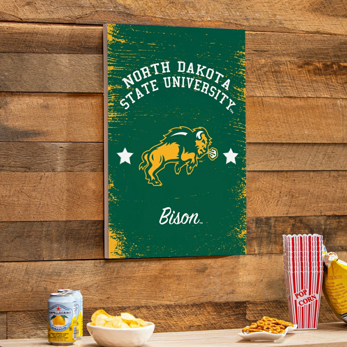 North Dakota State University Wood Wall Sign, 16x24, Collegiate, Home