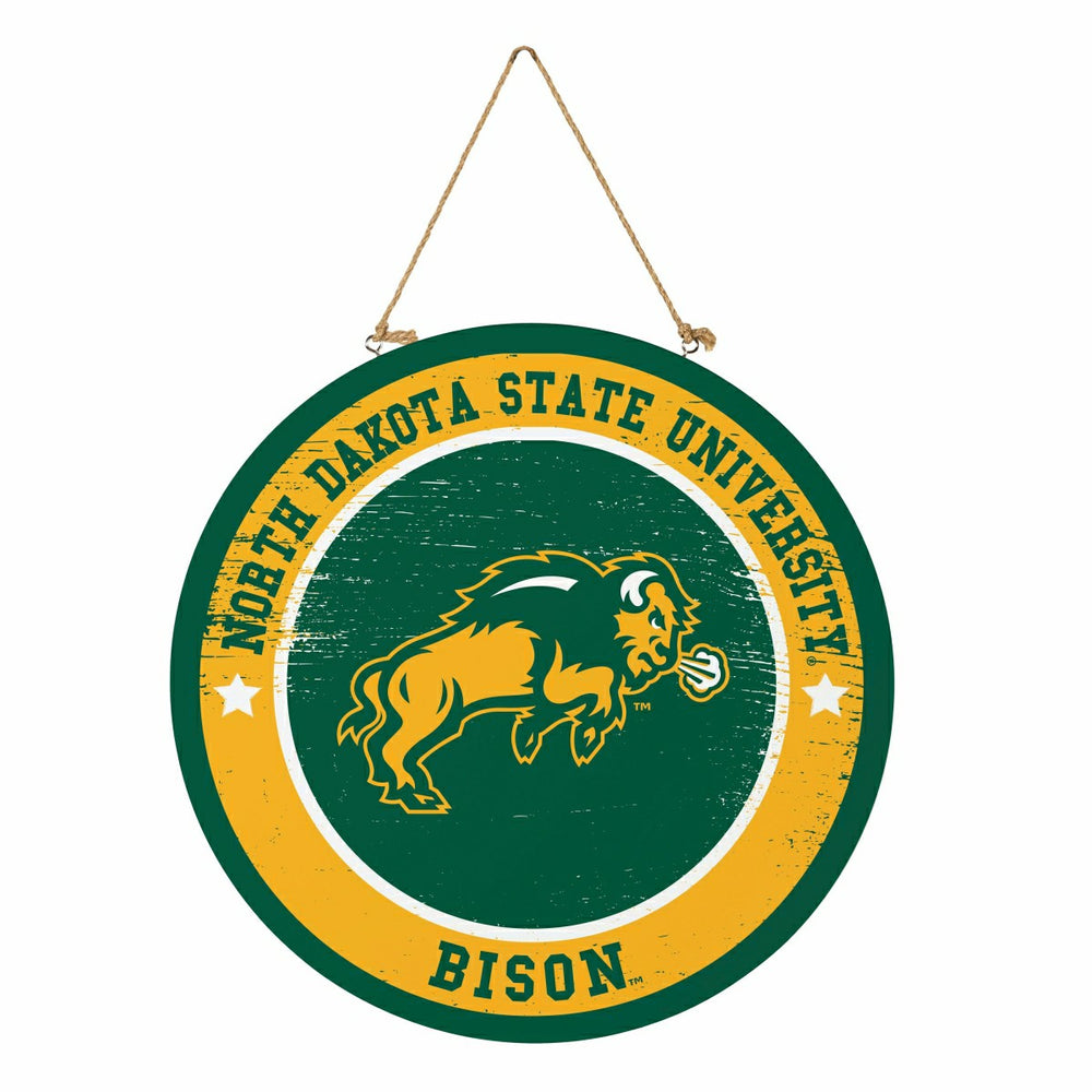 North Dakota State University Round Door Décor with Hanging Rope, 18x1, Collegiate, Home