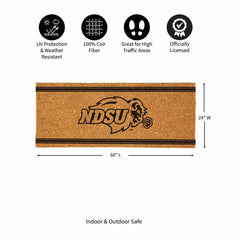 North Dakota State University Extra Large One Color Coir Mat, 60"x24", Collegiate