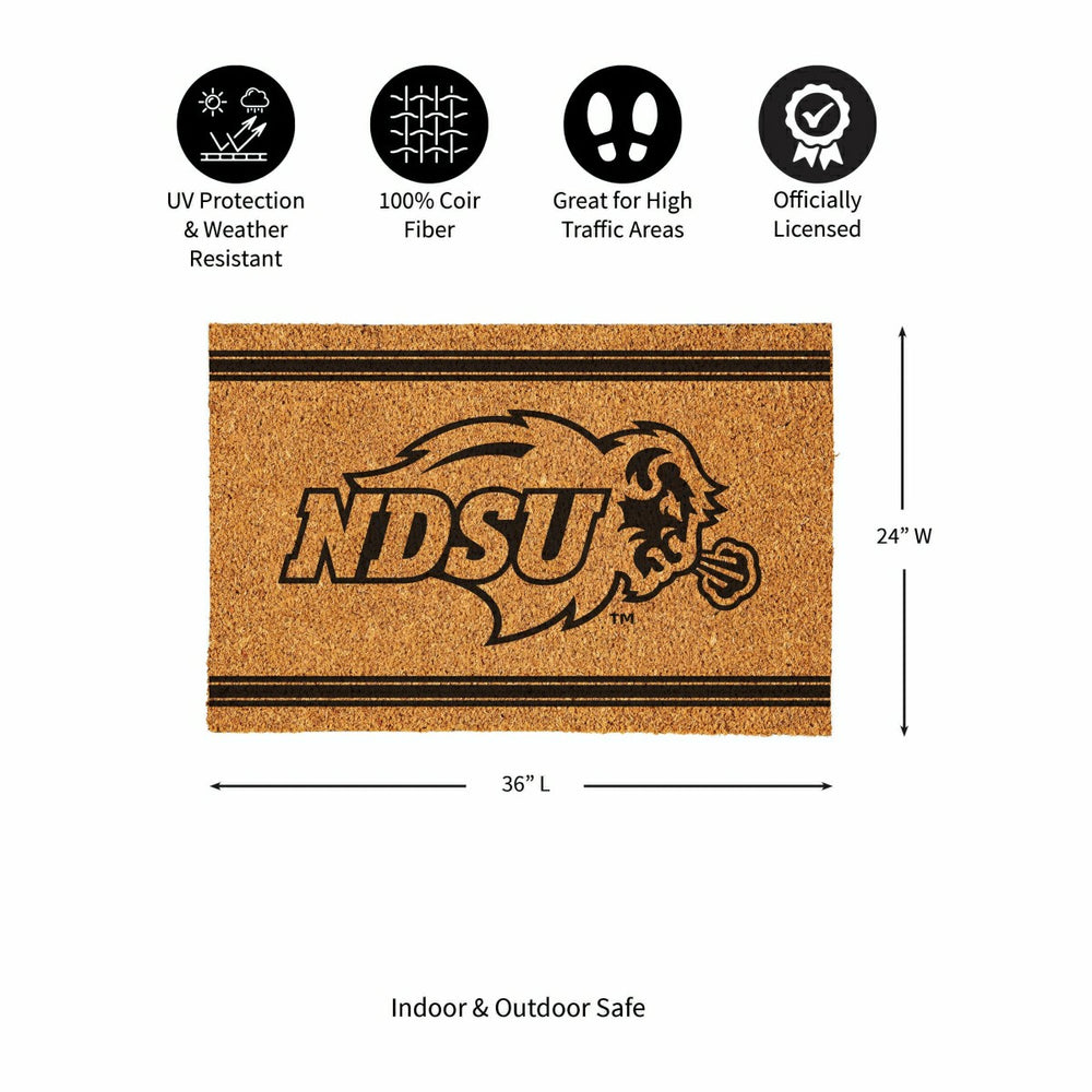 North Dakota State University Large One Color Coir Mat, 36"x24", Collegiate