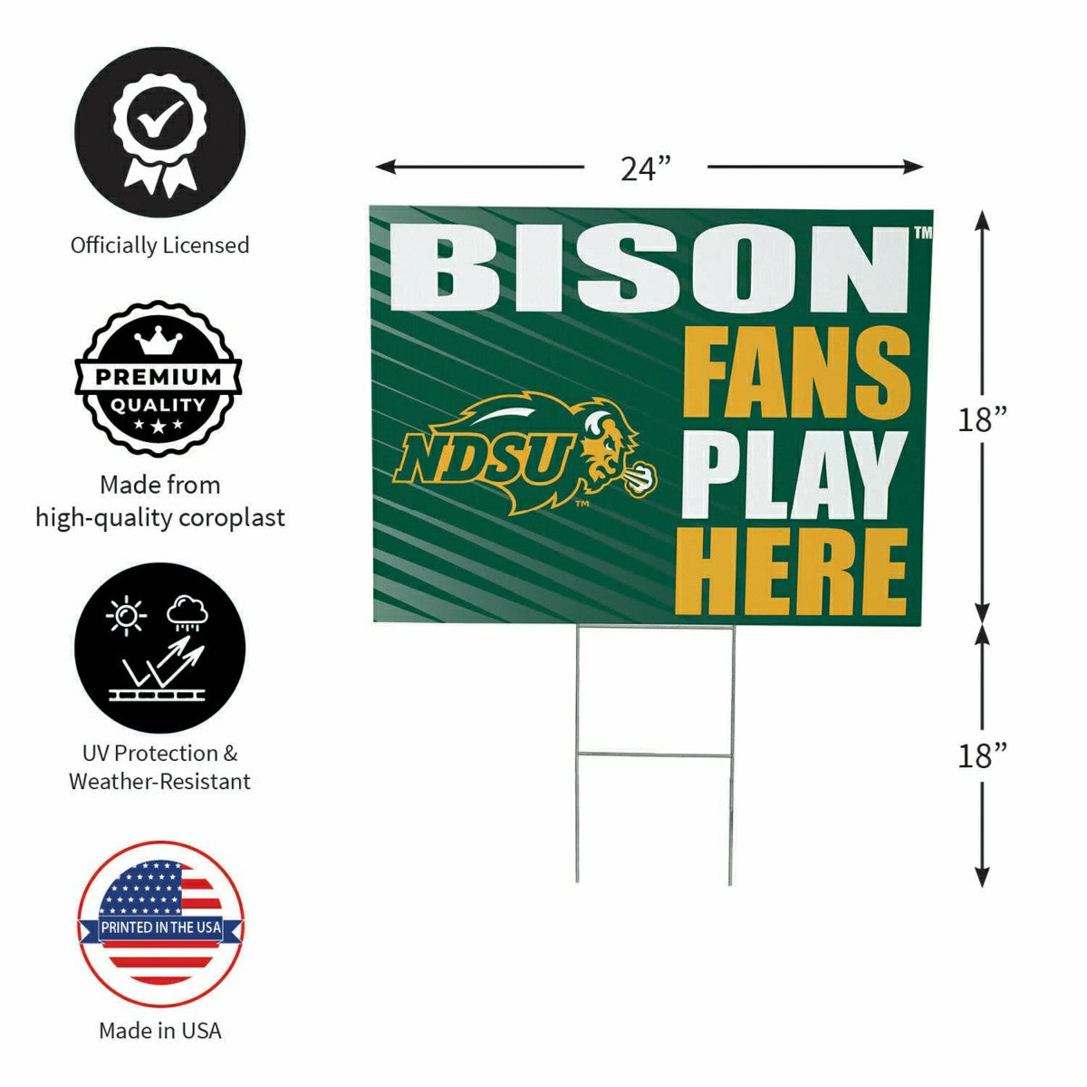 North Dakota State University Coroplast Yard Sign "Fans Play Here", Collegiate, Home