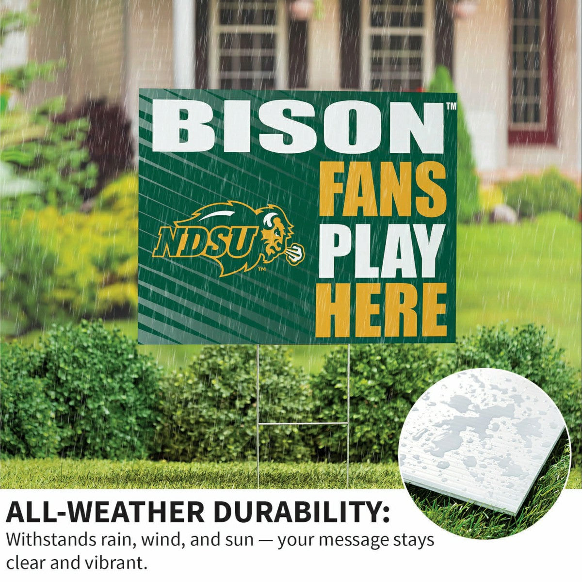 North Dakota State University Coroplast Yard Sign "Fans Play Here", Collegiate, Home