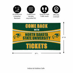 28" x 16" PVC Trapper Mat, Come Back with Tickets, North Dakota State , Collegiate