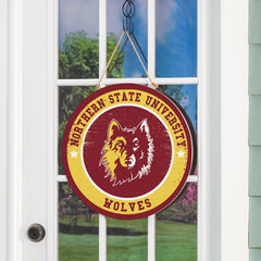 Northern State University Round Door Décor with Hanging Rope, 18x18, Collegiate, Home