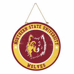 Northern State University Round Door Décor with Hanging Rope, 18x18, Collegiate, Home