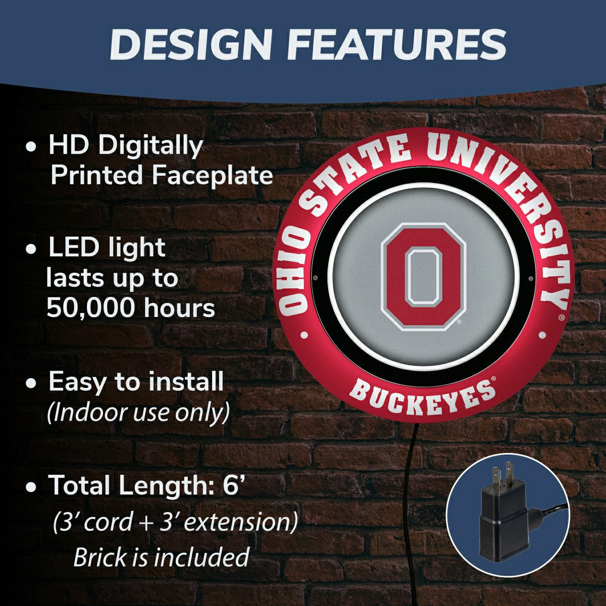 Ohio State University, Metal Lite, Round, Collegiate