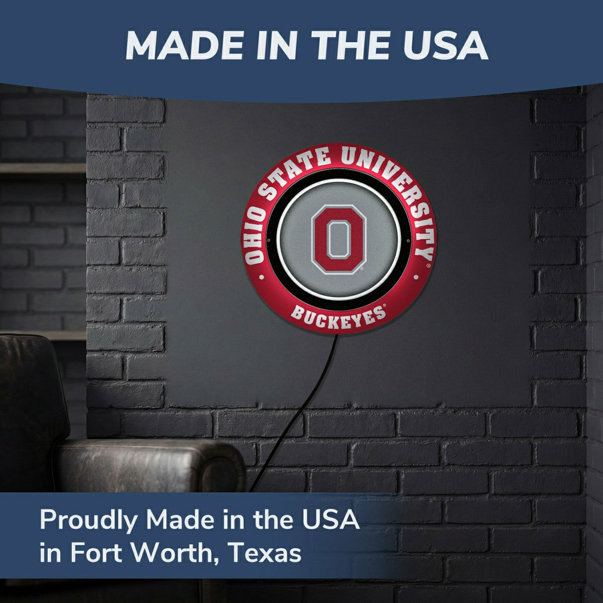 Ohio State University, Metal Lite, Round, Collegiate