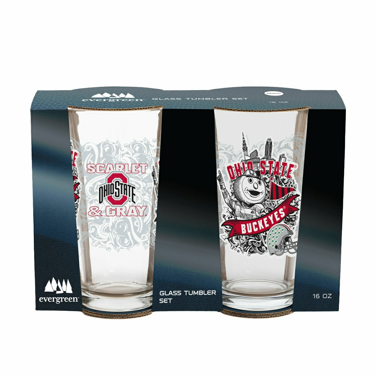 Ohio State University 16oz Glass pint, Set of 2, Collegiate, Home