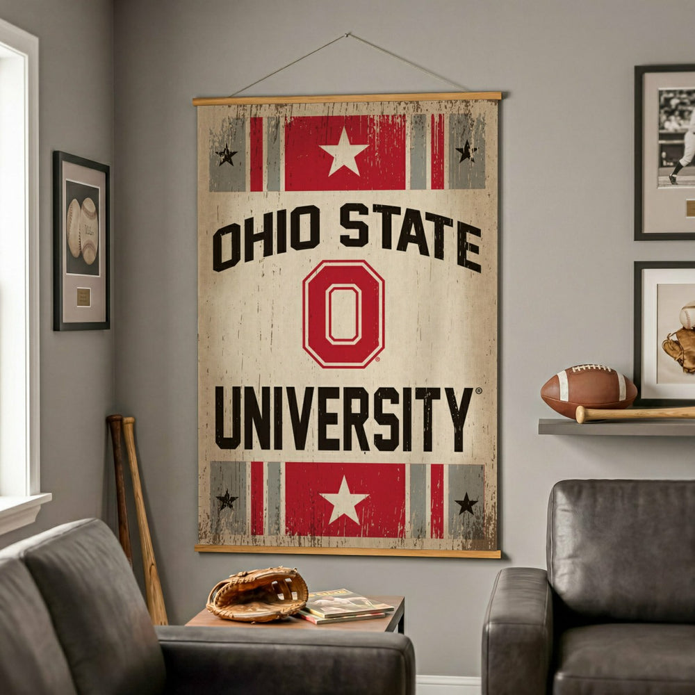 Ohio State University, Canvas Wall Tapestry, Large, 54x36, Collegiate, Home
