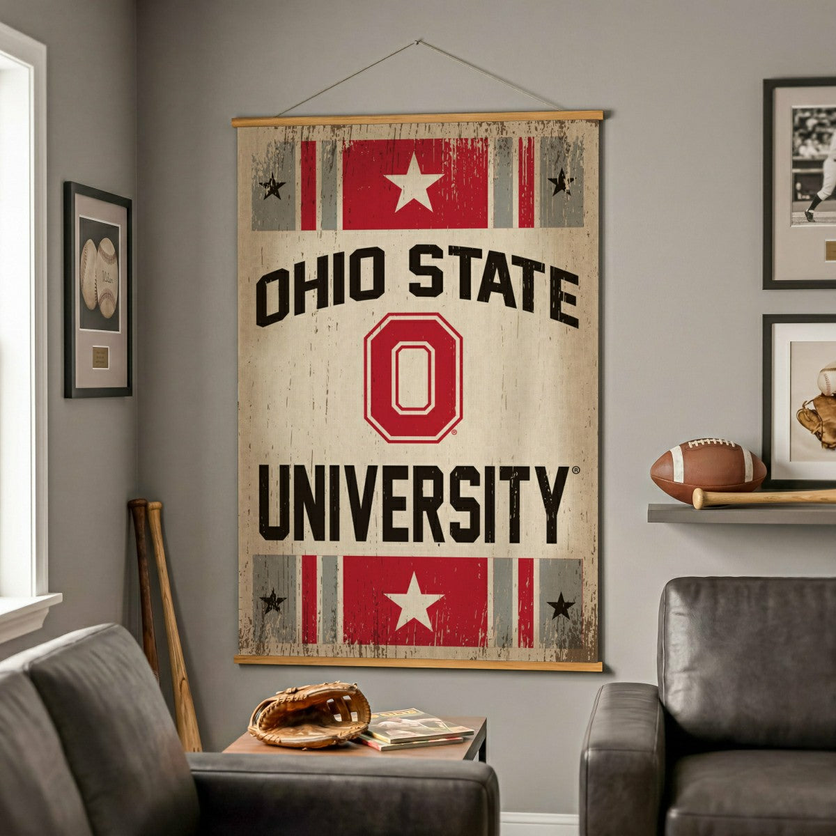 Ohio State University, Canvas Wall Tapestry, Large, 54x36, Collegiate, Home