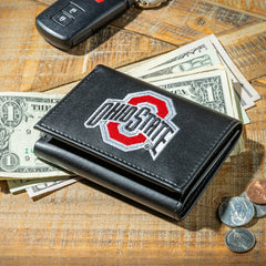 Ohio State University Black Tri-Fold Embroidered Wallet w/ RFID Blocking, Collegiate, Home