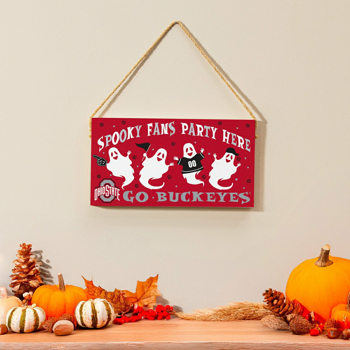 Ohio State University Halloween Wood Wall Sign, 6x11, Collegiate, Home