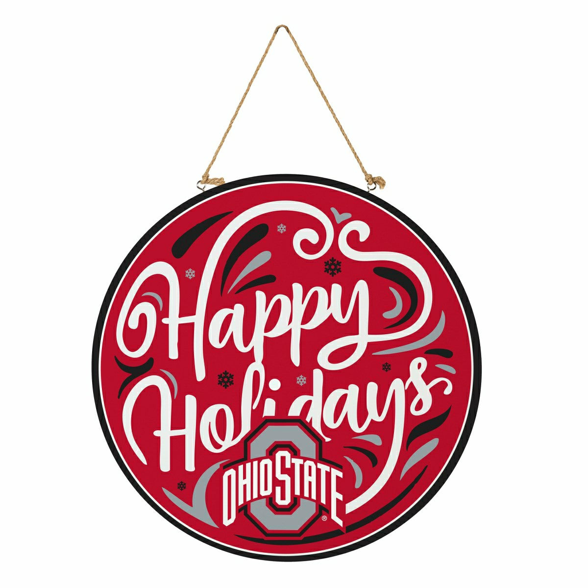 Ohio State University Holiday Round Door Décor with Hanging Rope, 18x1, Collegiate, Home