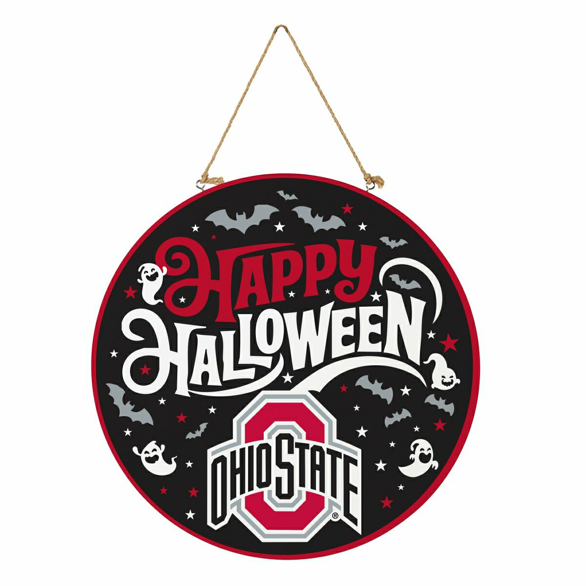 Ohio State University Halloween Round Door Décor with Hanging Rope, 18, Collegiate, Home
