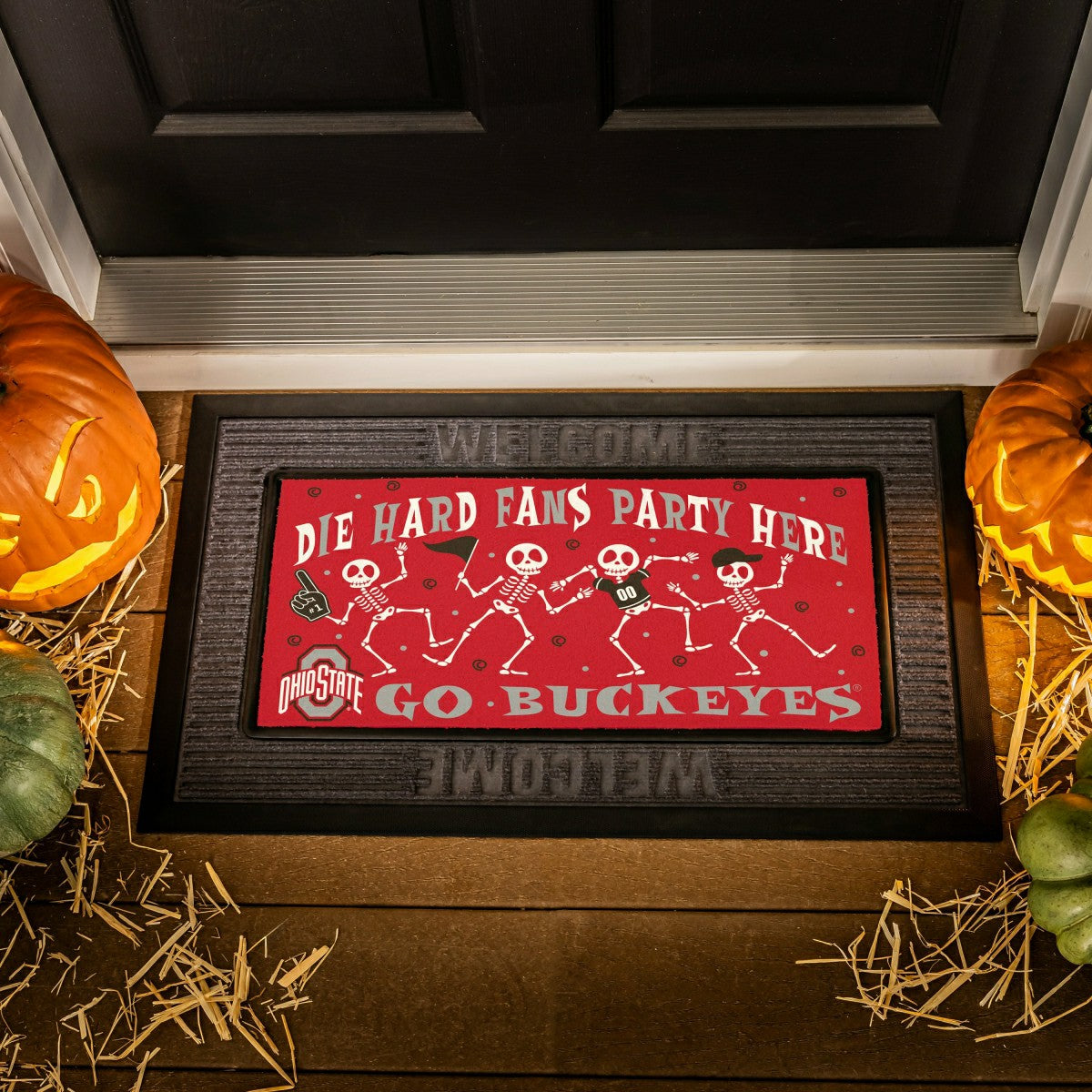 Ohio State University Flocked Coir Halloween Sassafras Switch Mat, 22", Collegiate