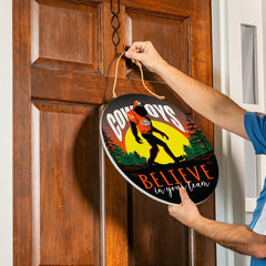 Oklahoma State University Bigfoot Round Door Décor with Hanging Rope, , Collegiate, Home