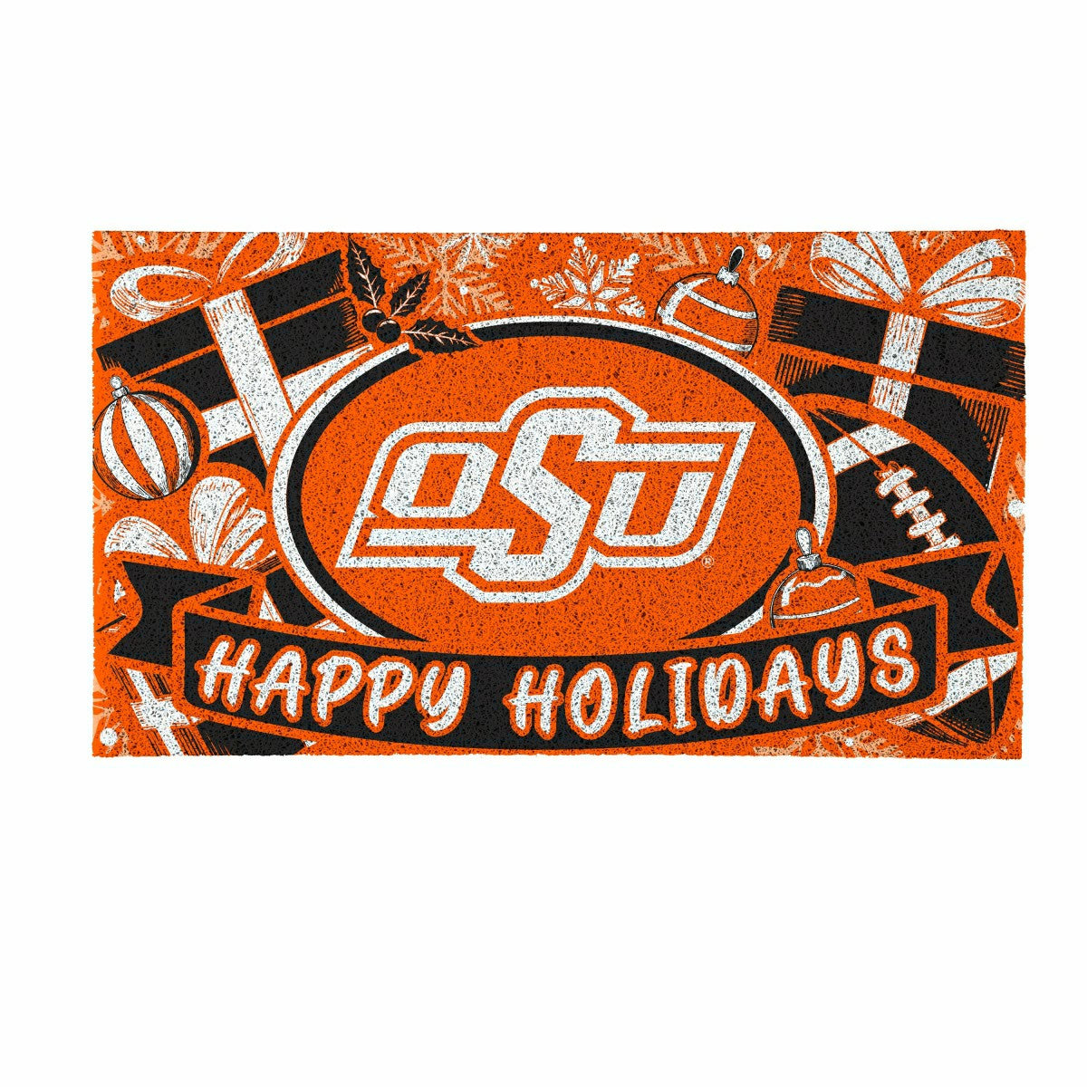 Oklahoma State University Holiday PVC Mat, 28"x16", Collegiate