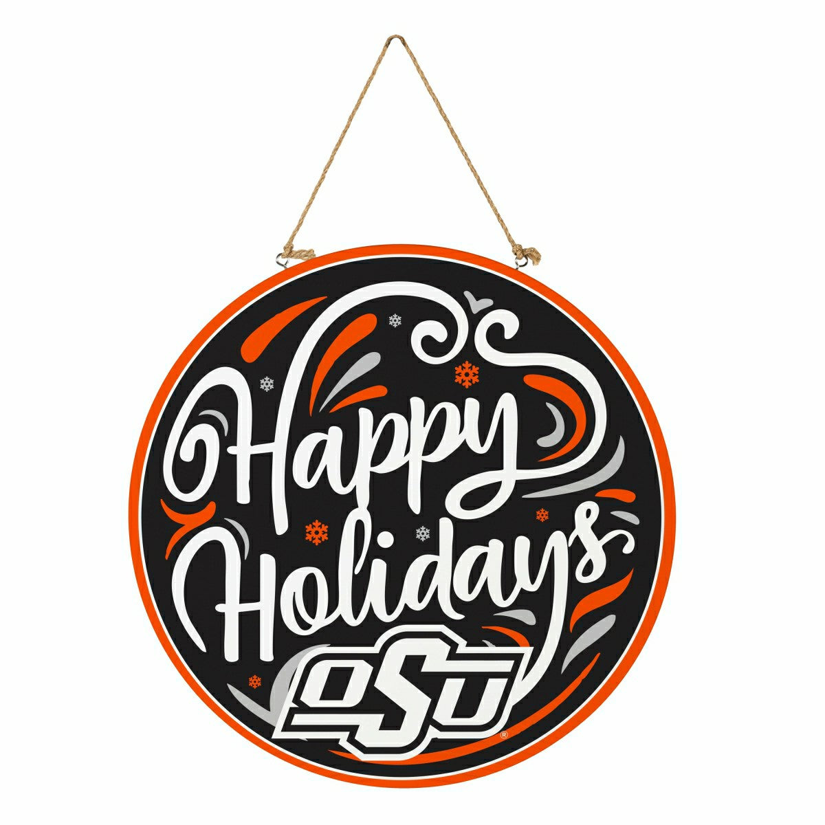 Oklahoma State University Holiday Round Door Décor with Hanging Rope, , Collegiate, Home