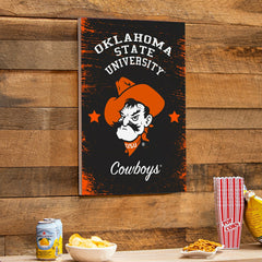 Oklahoma State University Wood Wall Sign, 16x24, Collegiate, Home