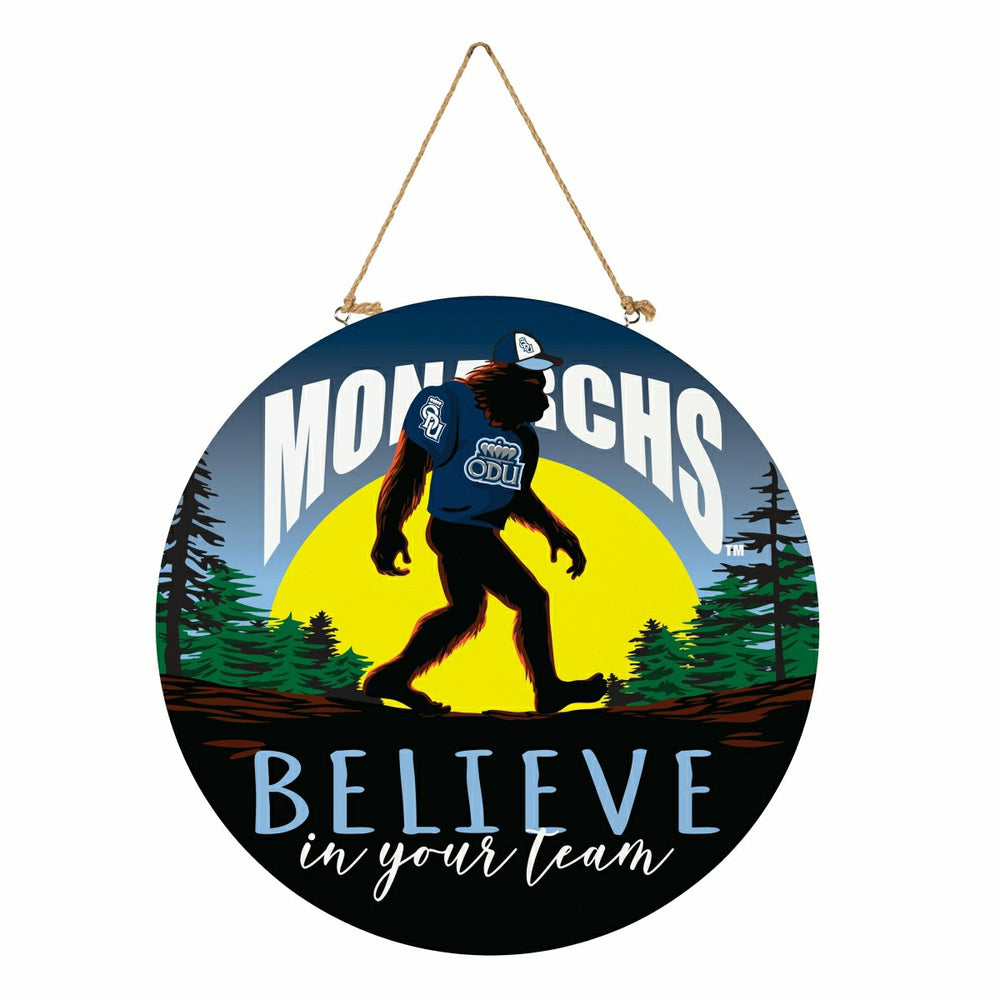 Old Dominion University Bigfoot Round Door Décor with Hanging Rope, 18, Collegiate, Home