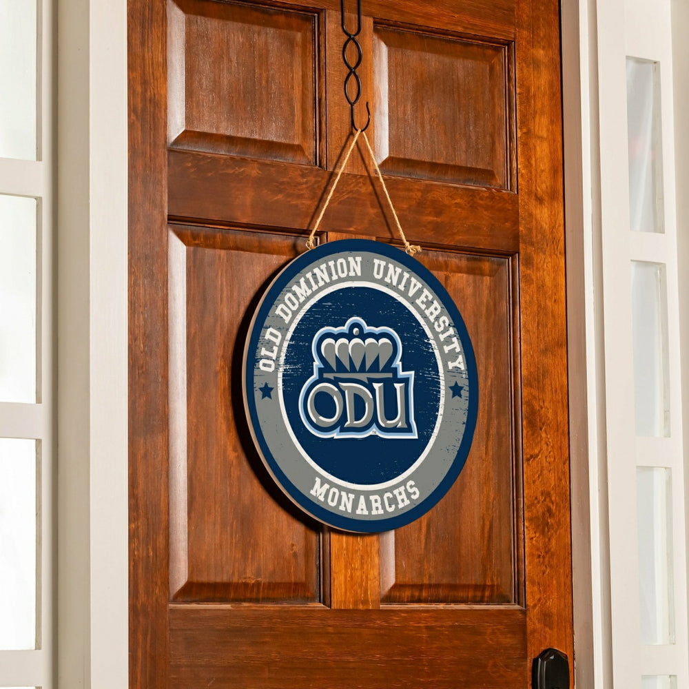 Old Dominion University Round Door Décor with Hanging Rope, 18x18, Collegiate, Home