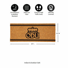 Old Dominion University Extra Large One Color Coir Mat, 60"x24", Collegiate