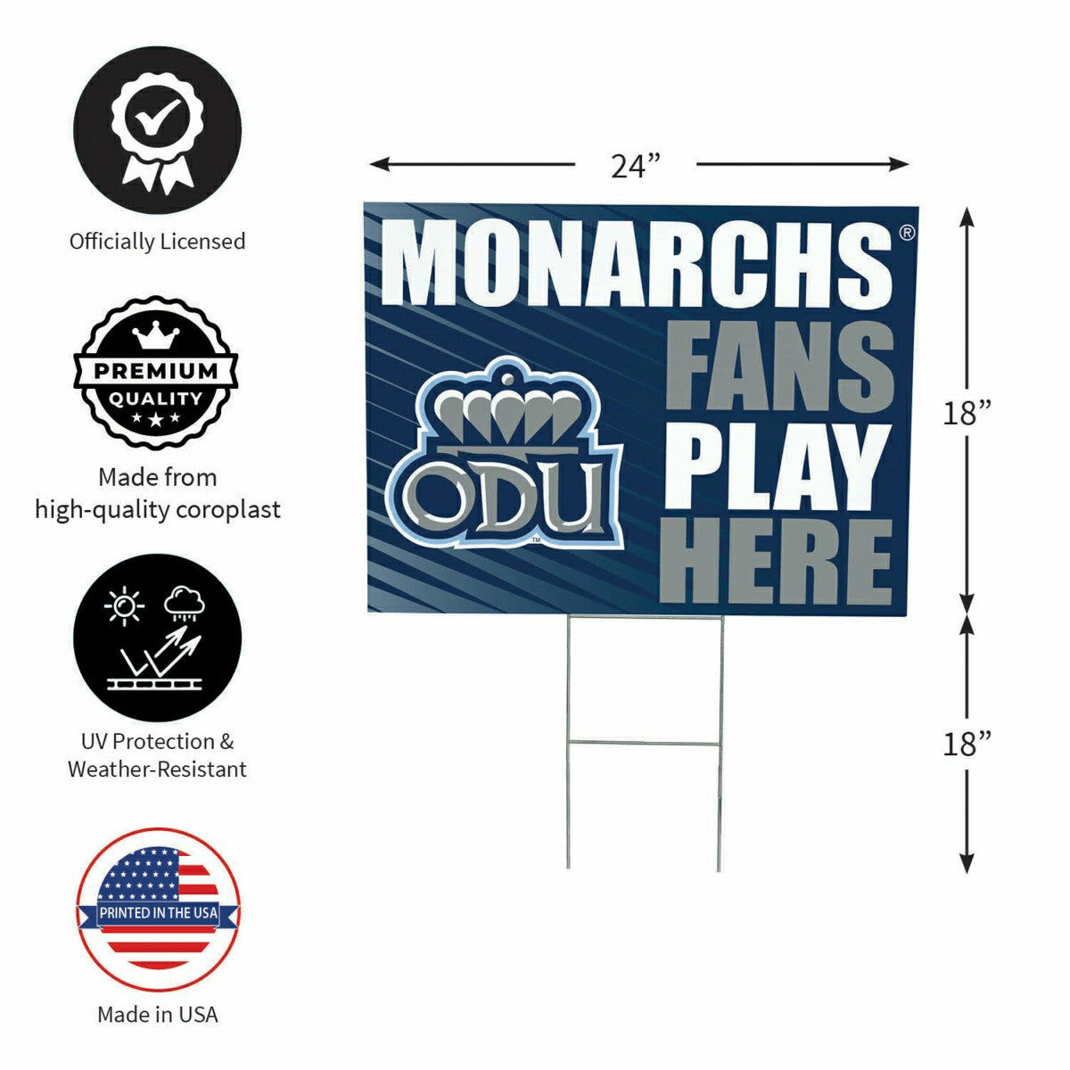 Old Dominion University Coroplast Yard Sign "Fans Play Here", Collegiate, Home