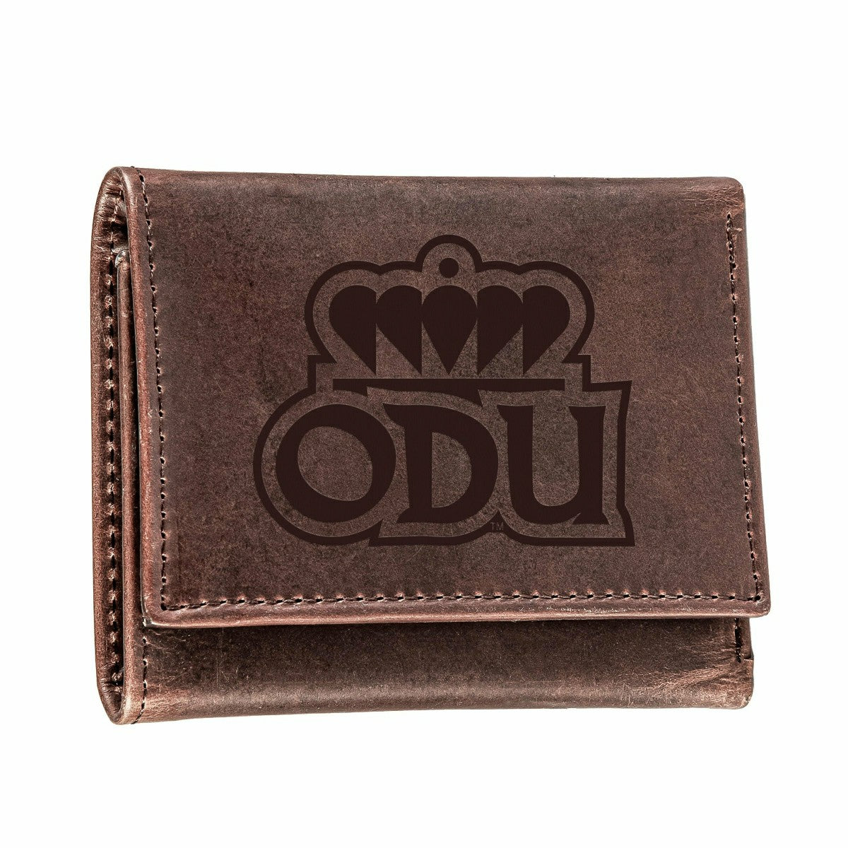 Old Dominion University, Tri-Fold Wallet, Brown, CH, 100% Genuine Leat, Collegiate, Home