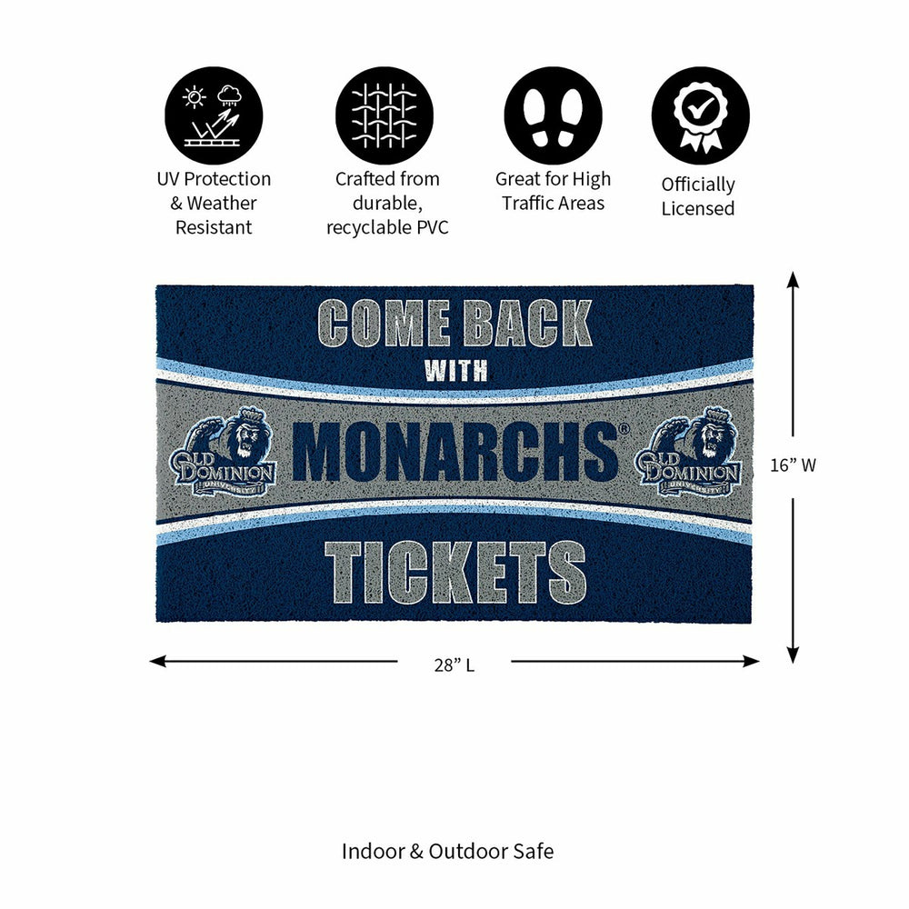 28" x 16" PVC Trapper Mat, Come Back with Tickets, Old Dominion Univer, Collegiate