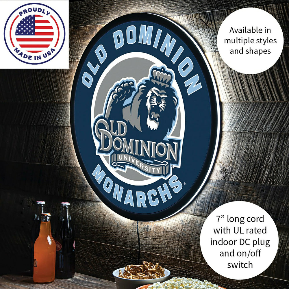 LED Wall Decor, Round, Old Dominion University, Collegiate, Home