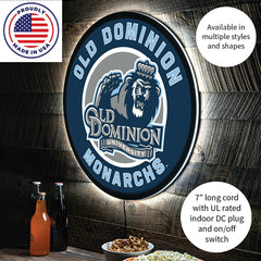 LED Wall Decor, Round, Old Dominion University, Collegiate, Home