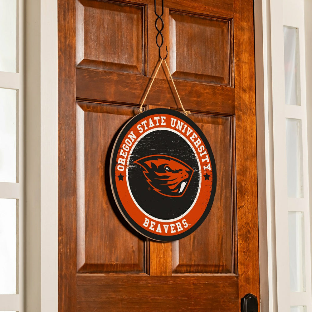 Oregon State University Round Door Décor with Hanging Rope, 18x18, Collegiate, Home