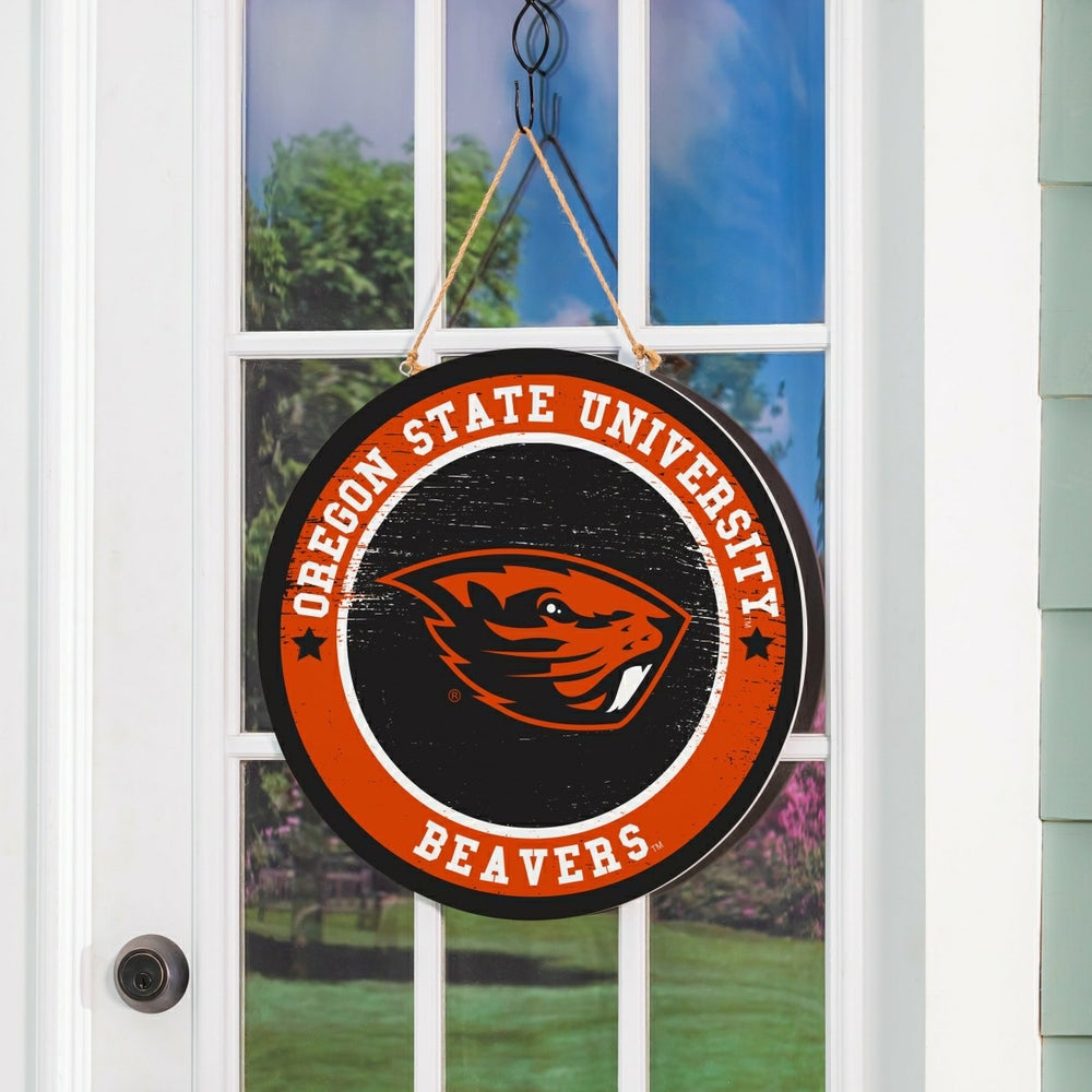 Oregon State University Round Door Décor with Hanging Rope, 18x18, Collegiate, Home