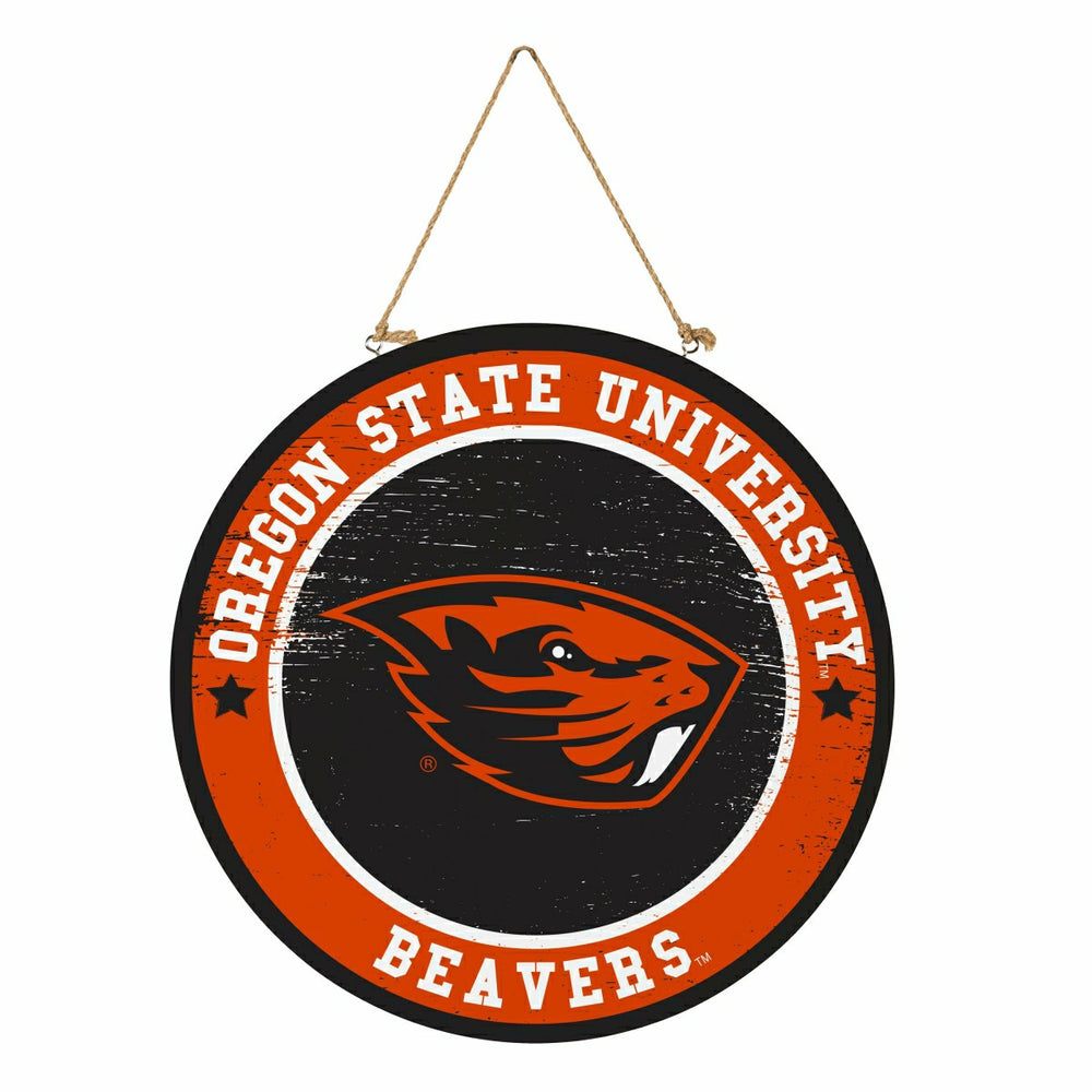 Oregon State University Round Door Décor with Hanging Rope, 18x18, Collegiate, Home